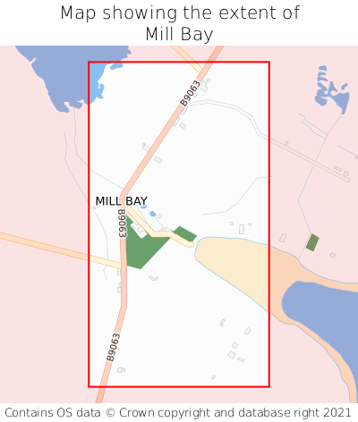 Map showing extent of Mill Bay as bounding box
