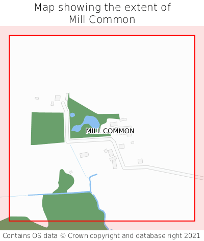 Map showing extent of Mill Common as bounding box
