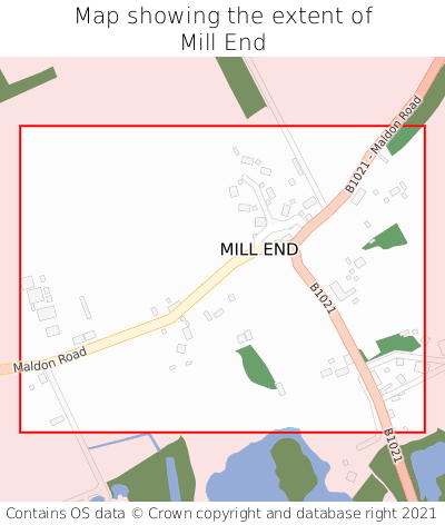 Map showing extent of Mill End as bounding box