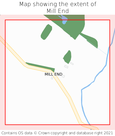 Map showing extent of Mill End as bounding box