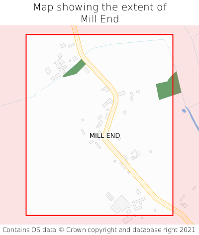 Map showing extent of Mill End as bounding box