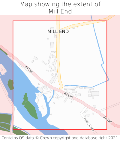 Map showing extent of Mill End as bounding box