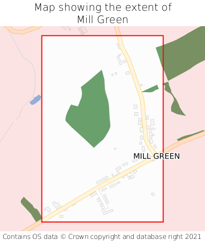 Map showing extent of Mill Green as bounding box