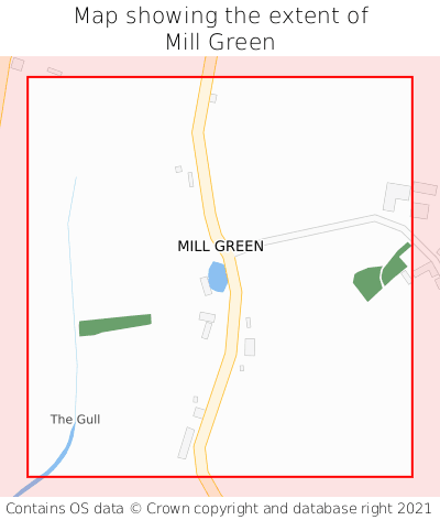 Map showing extent of Mill Green as bounding box