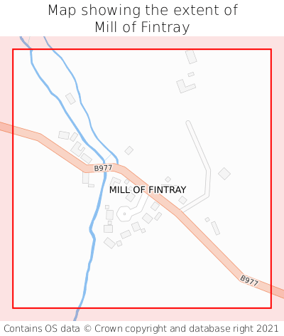 Map showing extent of Mill of Fintray as bounding box