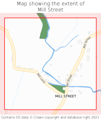 Map showing extent of Mill Street as bounding box
