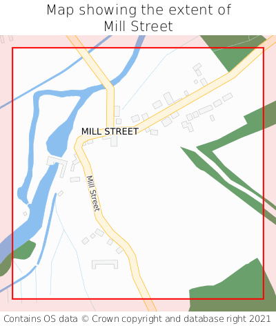 Map showing extent of Mill Street as bounding box