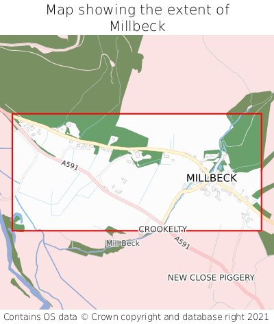 Map showing extent of Millbeck as bounding box