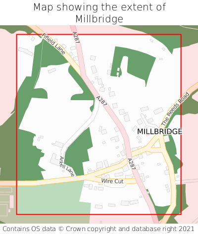 Map showing extent of Millbridge as bounding box