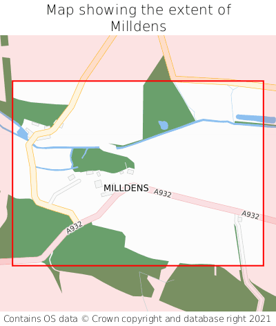 Map showing extent of Milldens as bounding box
