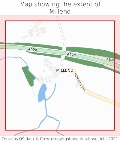 Map showing extent of Millend as bounding box