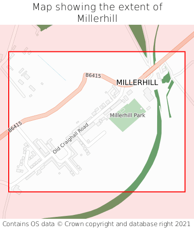 Map showing extent of Millerhill as bounding box