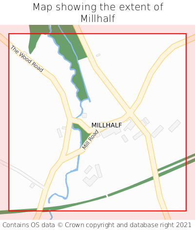 Map showing extent of Millhalf as bounding box