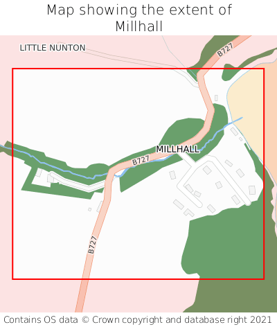 Map showing extent of Millhall as bounding box