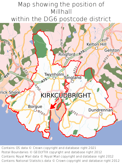 Map showing location of Millhall within DG6