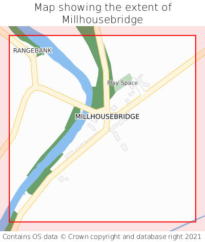 Map showing extent of Millhousebridge as bounding box