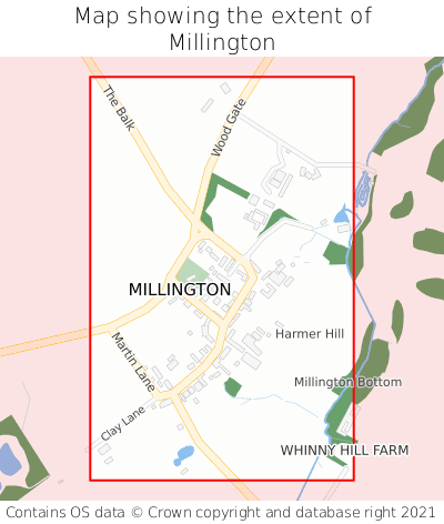Map showing extent of Millington as bounding box