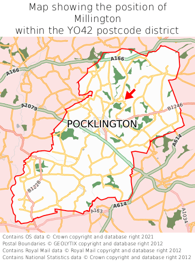 Map showing location of Millington within YO42