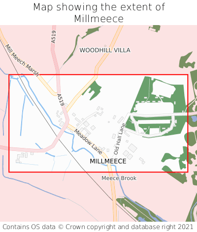 Map showing extent of Millmeece as bounding box