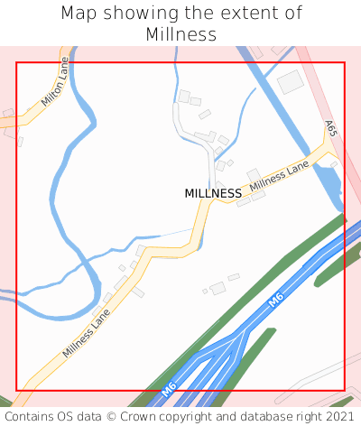 Map showing extent of Millness as bounding box