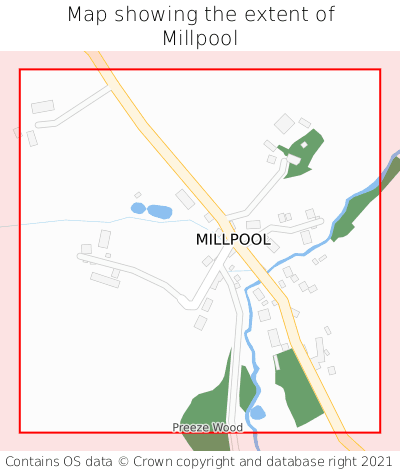 Map showing extent of Millpool as bounding box