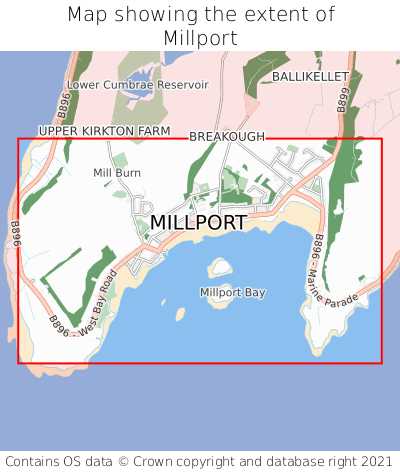 Map showing extent of Millport as bounding box