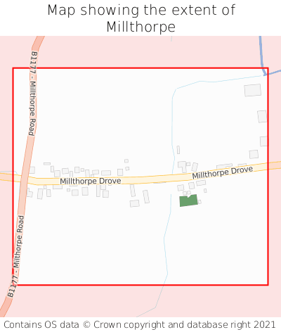 Map showing extent of Millthorpe as bounding box