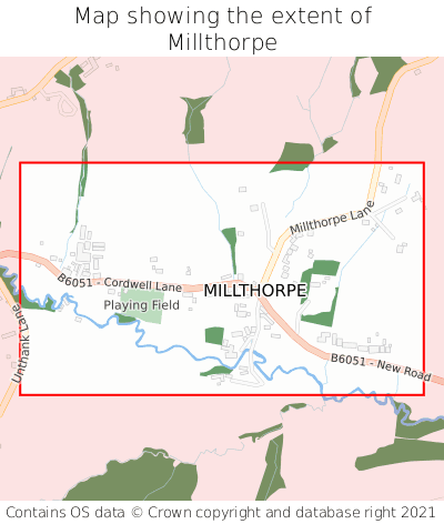 Map showing extent of Millthorpe as bounding box