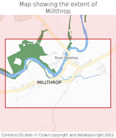 Map showing extent of Millthrop as bounding box