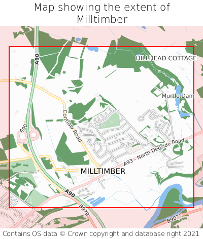 Map showing extent of Milltimber as bounding box