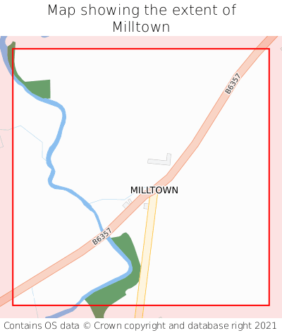 Map showing extent of Milltown as bounding box