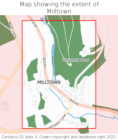 Map showing extent of Milltown as bounding box