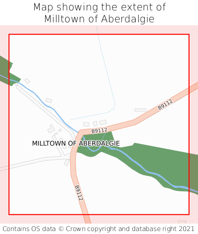 Map showing extent of Milltown of Aberdalgie as bounding box
