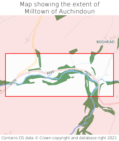 Map showing extent of Milltown of Auchindoun as bounding box