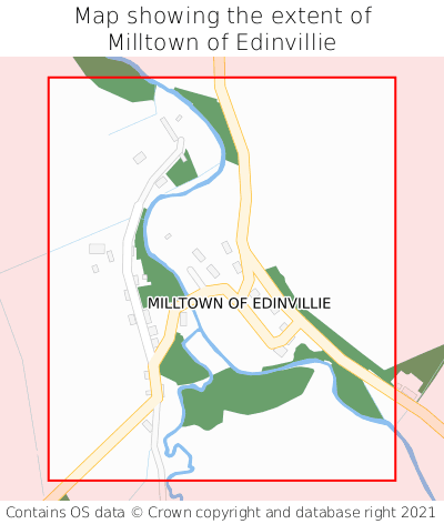 Map showing extent of Milltown of Edinvillie as bounding box