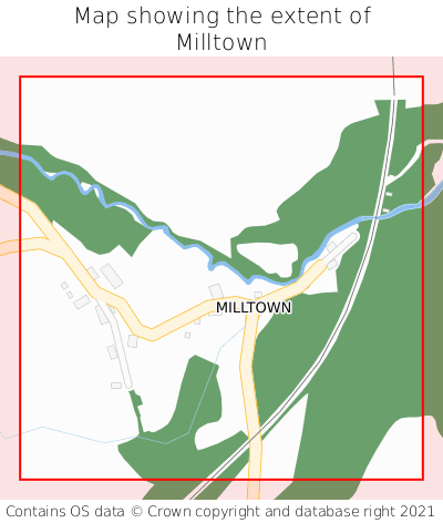 Map showing extent of Milltown as bounding box