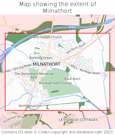 Map showing extent of Milnathort as bounding box
