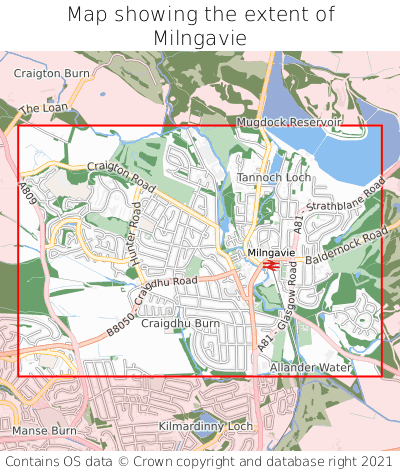 Map showing extent of Milngavie as bounding box