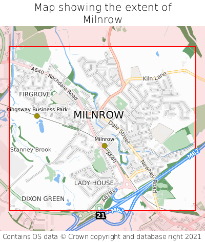 Map showing extent of Milnrow as bounding box