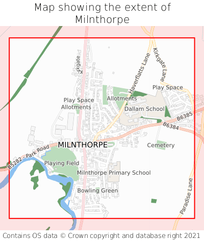 Map showing extent of Milnthorpe as bounding box