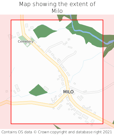 Map showing extent of Milo as bounding box