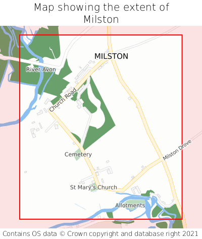 Map showing extent of Milston as bounding box
