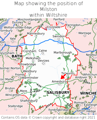 Map showing location of Milston within Wiltshire