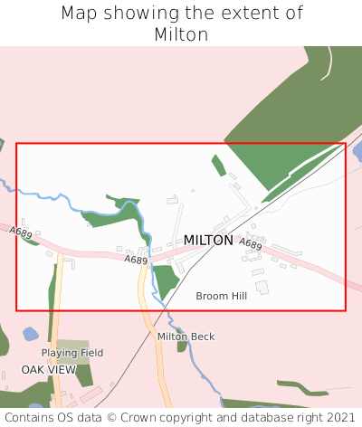 Map showing extent of Milton as bounding box