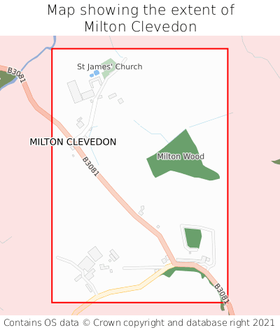 Map showing extent of Milton Clevedon as bounding box