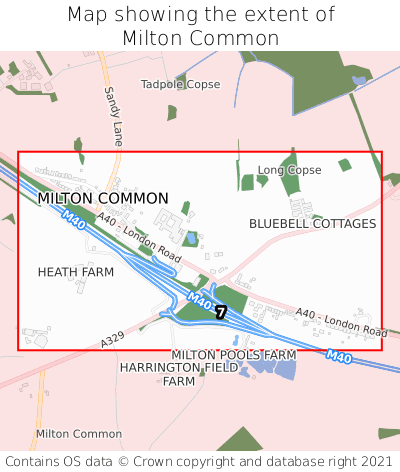 Map showing extent of Milton Common as bounding box