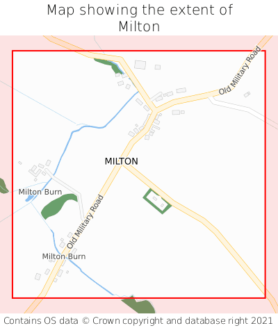 Map showing extent of Milton as bounding box