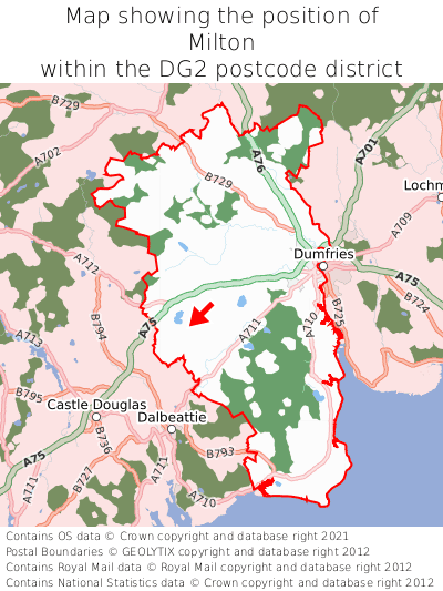 Map showing location of Milton within DG2