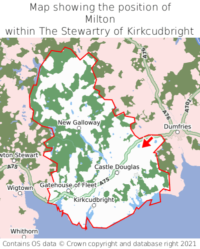 Map showing location of Milton within The Stewartry of Kirkcudbright