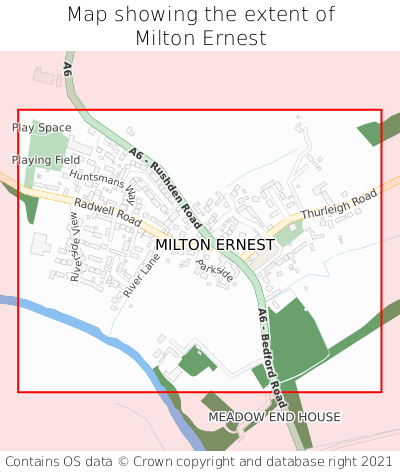 Map showing extent of Milton Ernest as bounding box